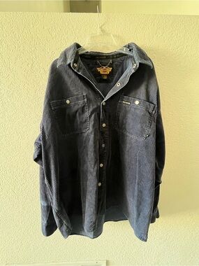 Harley Davidson Corduroy Button-Up Shirt Jacket - Navy XXL